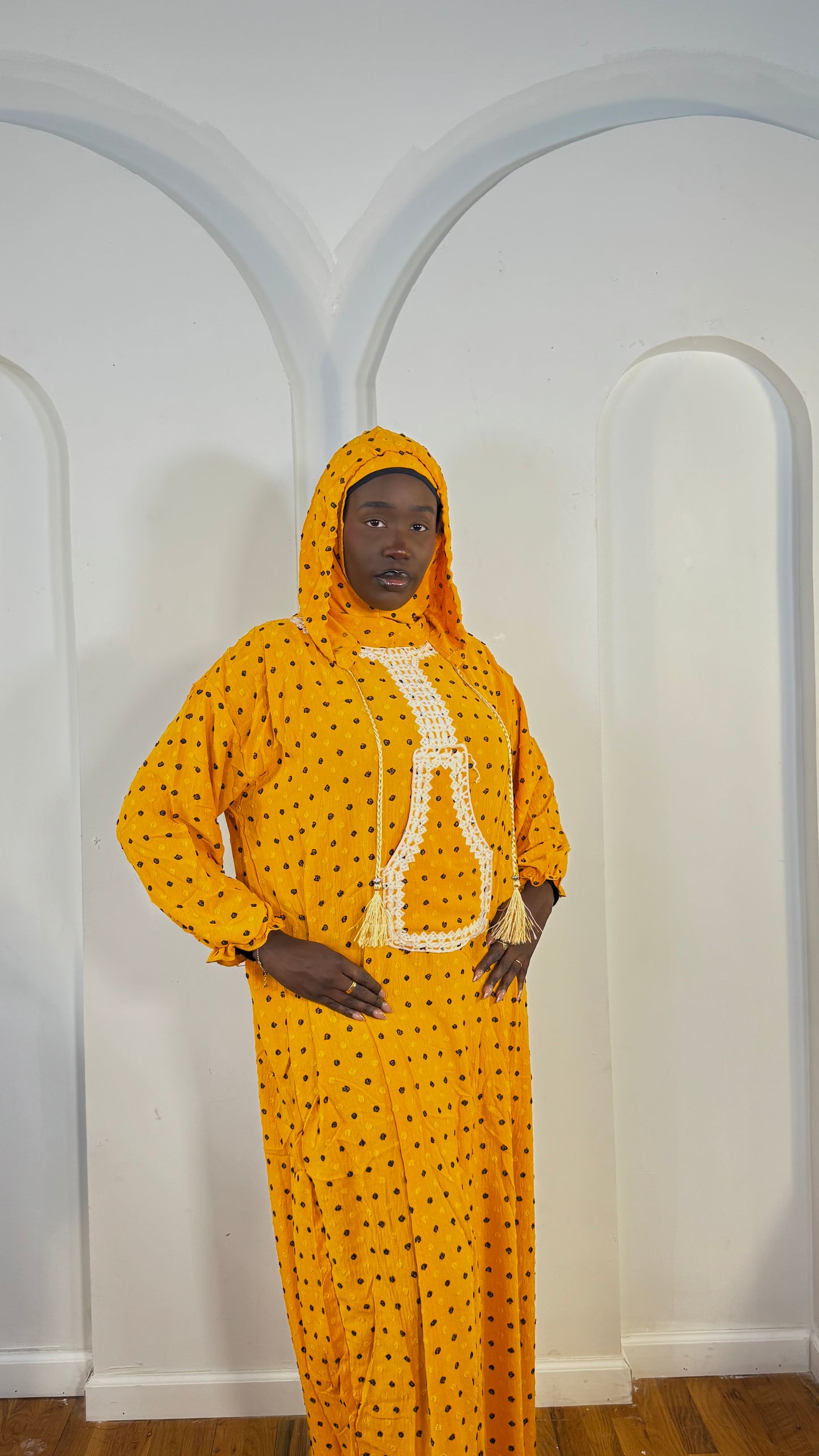 Hooded Prayer Dress: Polka Dot